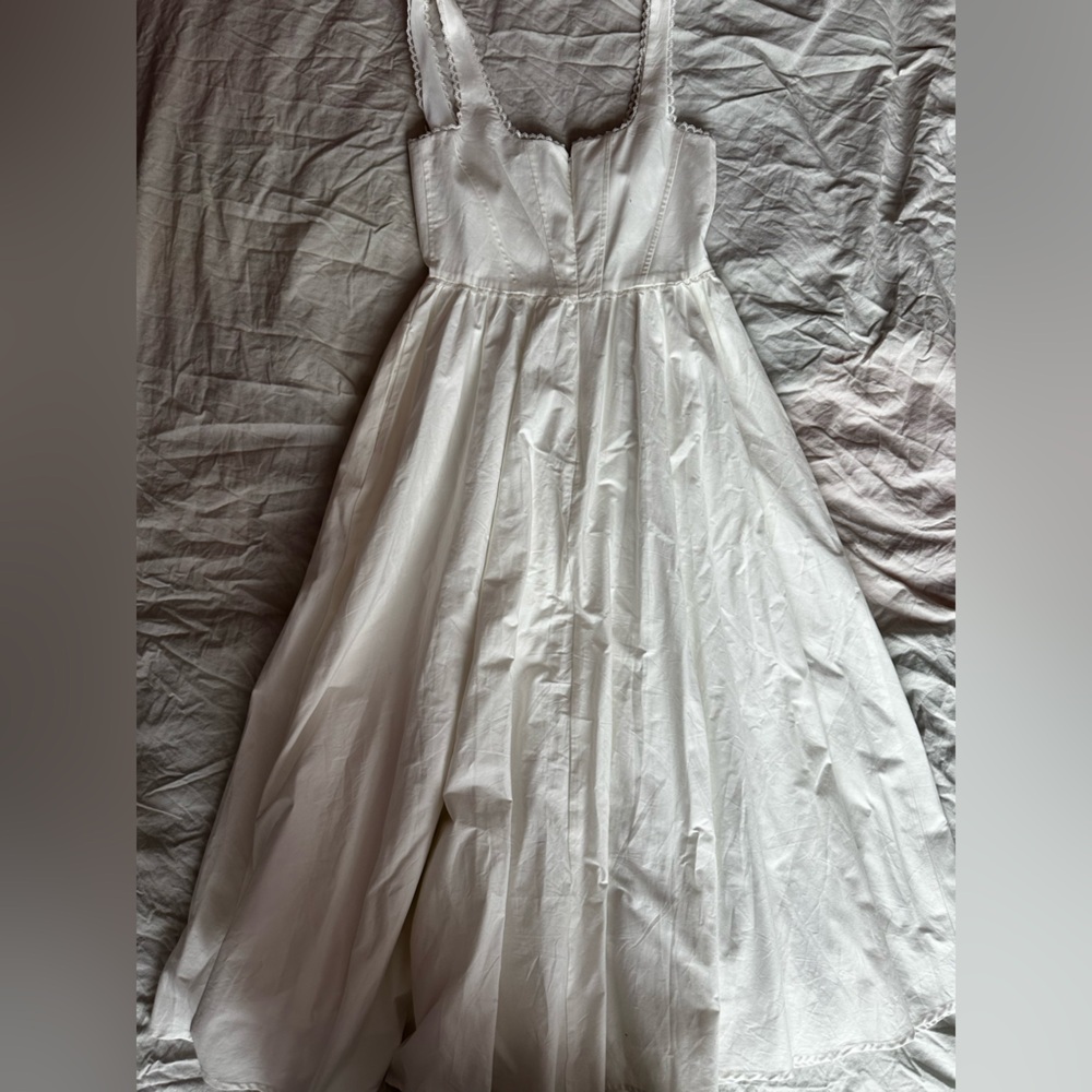 WAYF White Lace Trim Corset Bodice Midi Dress Romantic Fit & Flare XS - Picture 13 of 14